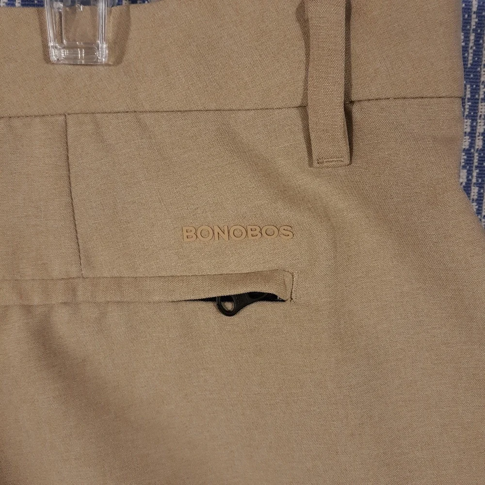 Bonobos Shorts Mens 40 x 9 Beige Flat Front Golf Athletic Chino Slash Pockets